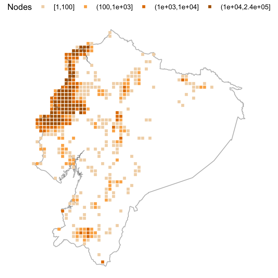 *Heatmap* de nodos contribuidos durante Mapping Ecuador