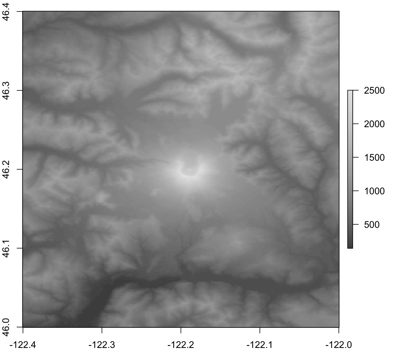 Mount St. Helens' SRTM elevation data